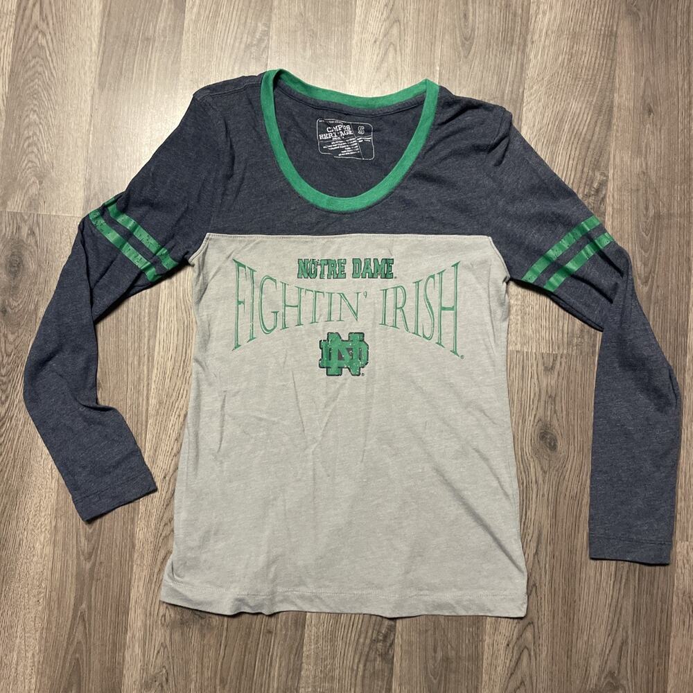 Campus Heritage Notre Dame Fighting Irish Womens S Colorblock LS Shirt